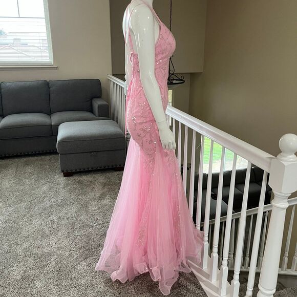 Lace Up Backless Sequin Mermaid Hem Cami Party Dresses Women’s Size M - Picture 12 of 17